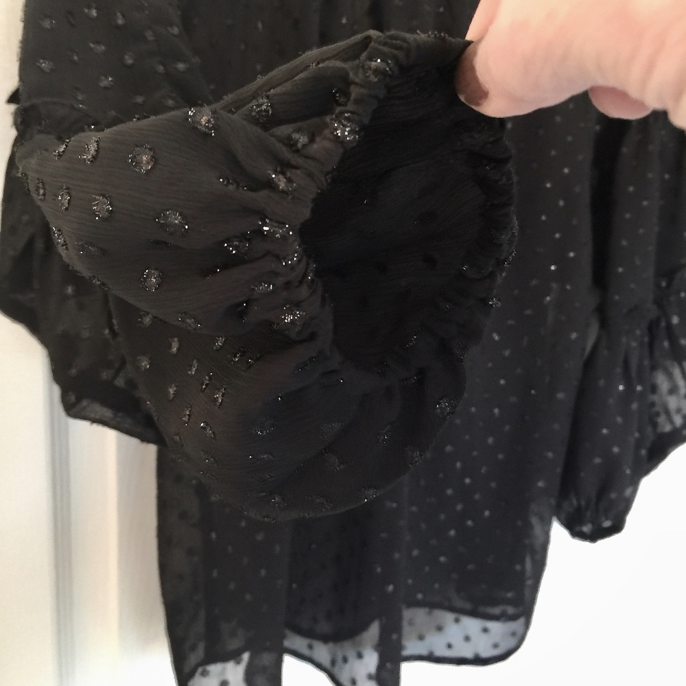DKNY JEANS WOMEN'S SHEER LACE WING SLEEVE TOP - Picture 7 of 7